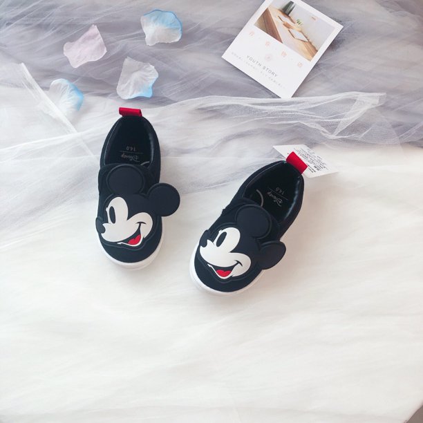 Dibujos animados de Disney para niños, Minnie Mickey, zapatos de lona antideslizantes de fondo suave para niños y niñas, zapatos deportivos informales, zapatos de bebé, plantilla new16-16,0 cm Gao Jinjia LED