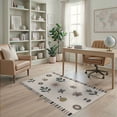 thumbnail image 2 of ODIKA 4'x6' Muted Earth Tones Tone Playful Design Washable Area Rug Whimsical Nature-Inspired Patterns for Home Office, Under Desk, Non-Slip Chair-Friendly, Flatwoven, 2 of 7