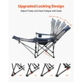 thumbnail image 4 of VEVOR Chaise de Camping Inclinable, 4 Positions Réglables, Chaise Longue Pliante Portable pour Adultes, Chaise de Plage en Maille avec Appui-Tête et Repose-Pieds, Supporte 220 Lb, Chaises de Camp Robustes pour Patio, Bleu, 4 of 9