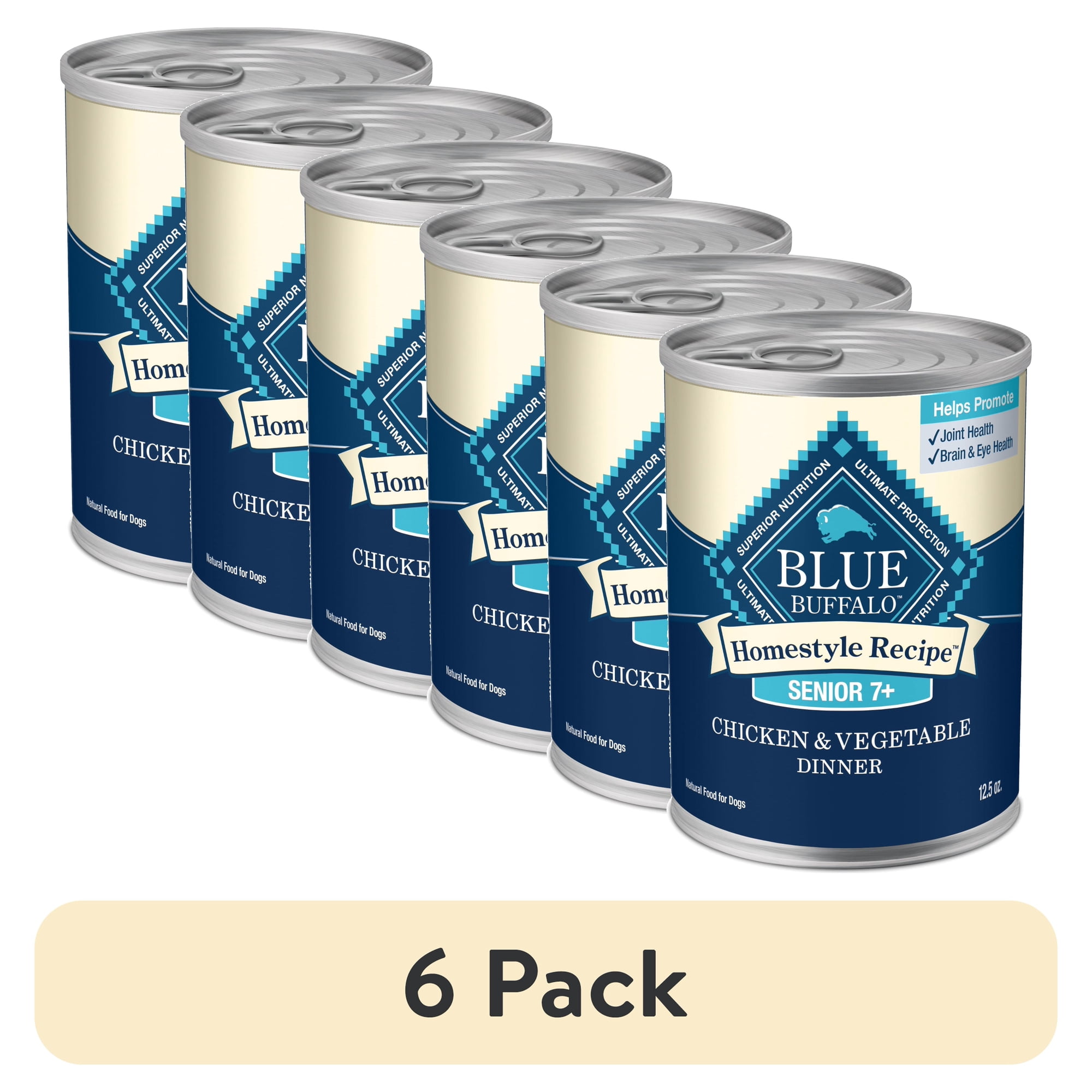 (6 pack) Blue Buffalo Homestyle Recipe Senior Wet Dog Food, Chicken Dinner, 12.5-oz. Can