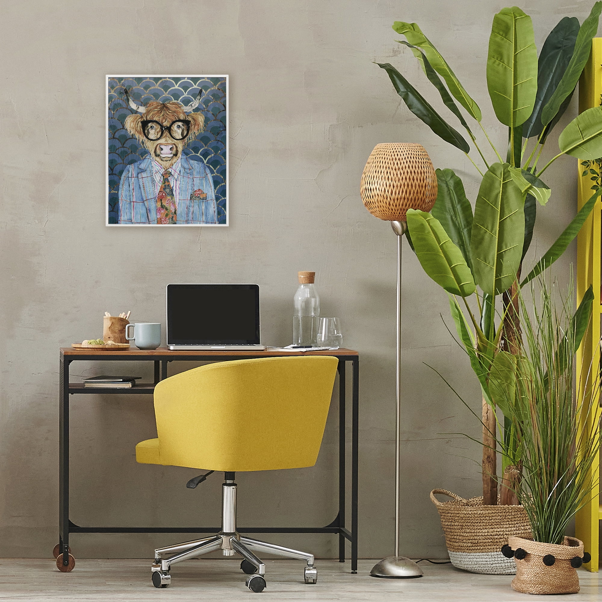 Stupell Industries Cool Highlander Portrait White Framed Giclee Art, design by Svetlana Aleynikova