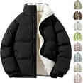 thumbnail image 1 of Chaqueta acolchada de invierno para hombre, unisex, lisa, cálida, con cuello alto, acolchada y gruesa, con cremallera, para exteriores, larga, 1 of 5