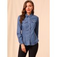 thumbnail image 3 of INSPIRE CHIC Chemise à Pois pour Femme à Col Pointu, Manches Longues, Boutonnée, 3 of 6