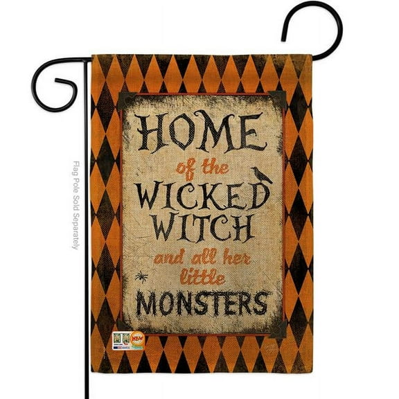 Breeze Decor BD-HO-G-112059-IP-DB-D-US14-SB 13 x 18.5 in. Wicked Home Burlap Fall Halloween Impressions Decorative Vertical Double Sided Garden Flag