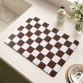 thumbnail image 2 of Checkered Dish Drying Mat for Kitchen Counter, Coffee Bar, Coffee Station Accessories, Absorbent Coffee Mat Kitchen Drying Mat Easy Clean, Caramel 19.5x12in, 2 of 5