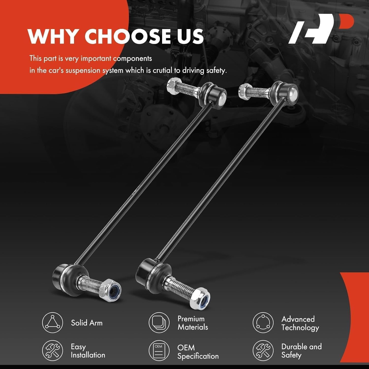 A-Premium Front Sway Bar Link Stabilizer Link Compatible with Ford Explorer 2011-2019 Police Interceptor Utility 2013-2019 Replace# GB5Z5K483A, GB5Z5K484A 2-PC Set