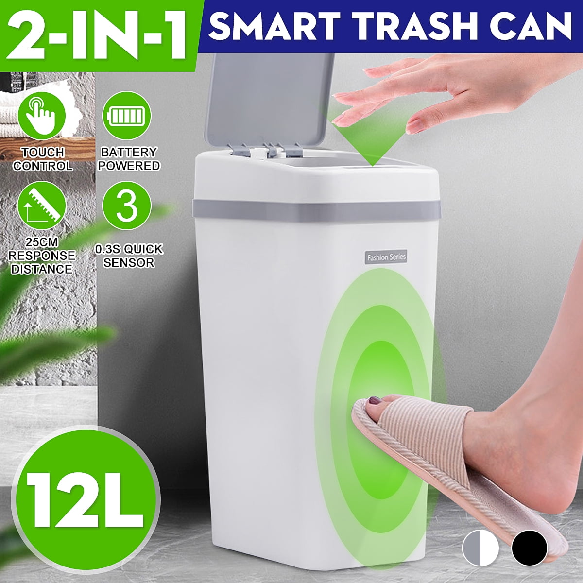 12L / 3Gal Electronic Smart Trash Can Motion Sensor Automatic Induction