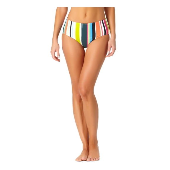 ANNE COLE Women's White Striped Stretch Lined Full Coverage Clearwater Bikini Swimsuit Bottom XS