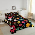 thumbnail image 3 of Erosebridal Colorful Flower Floral Bedding Queen Comforter Set, Groovy Blossoms Leaves Down Comforter, Reversible 3 Pieces, 3 of 8