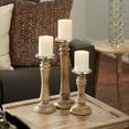 thumbnail image 3 of DecMode 3 Candle Brown Mango Wood Candle Holder, Set of 3, 3 of 11