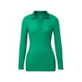 thumbnail image 2 of Yuemengxuan Women's Rib Knit Tops,Casual Long Sleeve Lapel V Neck Solid Color T-Shirts, 2 of 9
