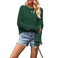 thumbnail image 2 of Women'S Sweater Fall Crew Neck Batwing Sleeve Pullover Sweaters Green S, 2 of 7