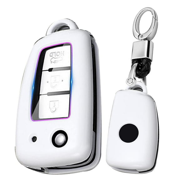 Durable ABS Plastic Flip Key Fob Cover with Keychain for Nissan Rogue Sport S Select 2018 2019 Sylphy Pulsar Frontier 2 3 4 Button Folding Keyless Remote Case with Secure Fit