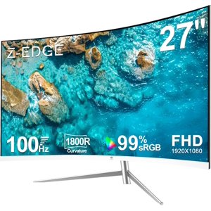 Z-Edge 27 inch Curved Computer Monitor U27C FHD 100Hz White PC Monitor HDMI Gaming Monitor
