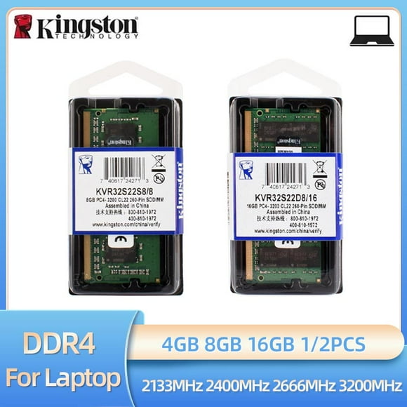 1/2 Pcs Mémoire kingston DDR4 4 Go 8 Go 16 Go 3200MHz 2666MHz 2400MHz 2133MHz Mémoire pour Portable PC4-21300 25600 SODIMM RAM pour Portable