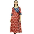 thumbnail image 5 of Bimba Women's Designer Indian Clothing Angrakha Style Cotton Kurta Kurti Indian Ethnic Wear , Maroon, 4, 5 of 9