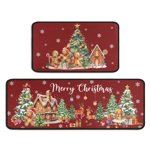 Set de alfombras de cocina Twyt Decor Christmas Red 43 x 76 y 43 x 119 cm