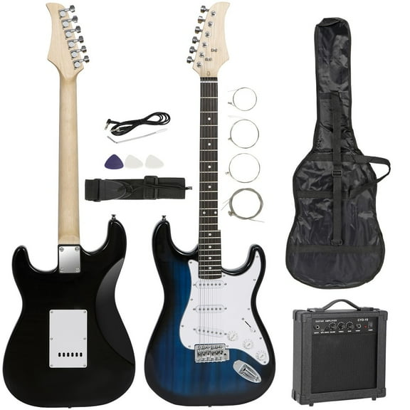 WSSYzyzf Blue Full-Size Electric Guitar with Amp, Case, and Accessories Pack, Perfect for Beginners, Includes Tuner, Strap, and Picks, Durable Body for Practice and Performance