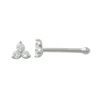 Anygolds 14K Real Solid Gold 0.042ctw Diamond Trinity Nose Bone Stud Piercing 20 Gauge - MNJ0362W White Gold