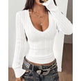 thumbnail image 3 of BTFBM Womens Sweaters Cable Knit V Neck Long Sleeve Tops | Lightweight Ribbed Fitted Pullover,Y2K Going Out Top,Basic Tunic Daily Wear Fall,Dressy Work Business Casual Outfits, 3 of 9