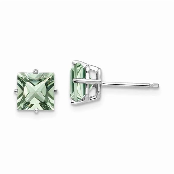 Primal Gold 14 Karat White Gold 6mm Square Green Quartz Earrings