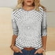 thumbnail image 4 of Xuyuer 3/4 Sleeve Round Neck Top - Women's Versatile 3/4 Sleeve Casual Shirt for Layered Spring Outfits, Transitional Season Styling & Effortless Daily Wardrobe Essential, 4 of 8