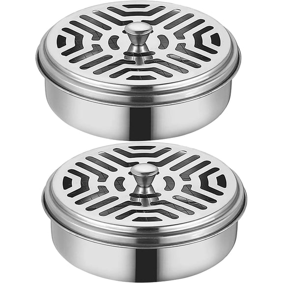2 Portable Mosquito Coil Holder, Mosquito Incense Box Sandalwood Holder with Handle, Fireproof Incense Burner for Home Office Camping
