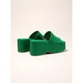 thumbnail image 3 of Women Single Band Wedge Sandals Fashion Wedge Slide Sandals  Green Fashionable Solid Color Wedge Heel Slides, 3 of 6
