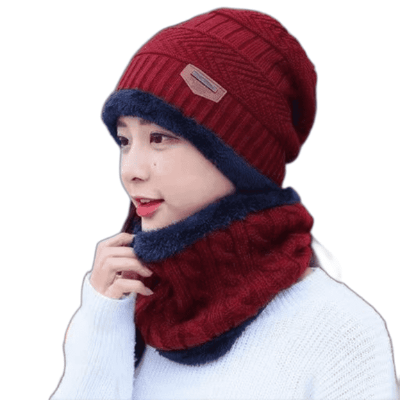 TELOLY 2026 New Hat and Scarf Set for Women Comfortable Fit Scarf and Hat Set for Women Head and Neck Scarf Set Red for Cold Weather Outdoor Activities Casual Outings Winter Fashion