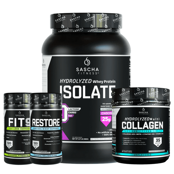 COMBO SASCHA FITNESS FIT 9/RESTORE/COLLAGENOSIN SABOR/PROTEINA ISO CHOCOLATE