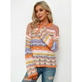 thumbnail image 4 of Women'S Colorful Sweater Crochet Open Knit Long Sleeve Crew Neck Oversized Sweater Orange XL, 4 of 10