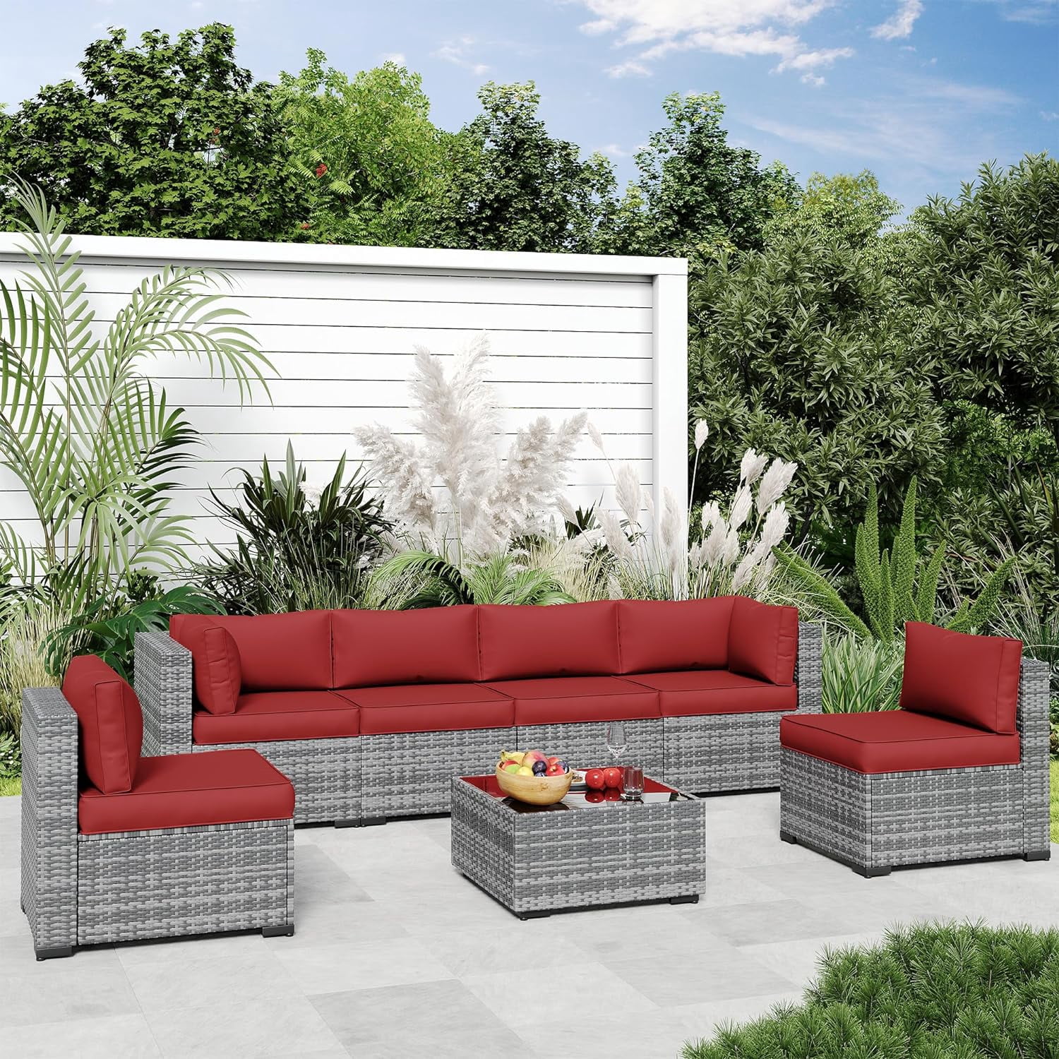 UDPATIO Outdoor Cushions for Patio Furniture Replacement, Waterproof Patio Furniture Cushions, Deep Seat Patio Cushions, Patio Seat Cushions for Outdoor Sectional (Red)