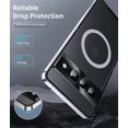 thumbnail image 5 of for Google Pixel 8 Pro Case Compatible with MagSafe Charger Ultra Slim Matte PC Back Metal Frame Bumper Scratch Resistant Safety Lock Shockproof Protective Case, Silver, 5 of 7