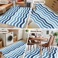 thumbnail image 5 of Blue Gradient Washable Area Rug 3x5 Water Ripple Striped Modern Low-Profile Large Area Rugs with Non Slip Backing Indoor Floor Carpet for Entrance Living Room Bedroom Home Office, 5 of 9