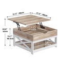 thumbnail image 5 of DWVO Farmhouse Lift Top Coffee Table w/ Hidden Storage Square Center Cocktail Table for Living Room, Gray Wash, 5 of 6