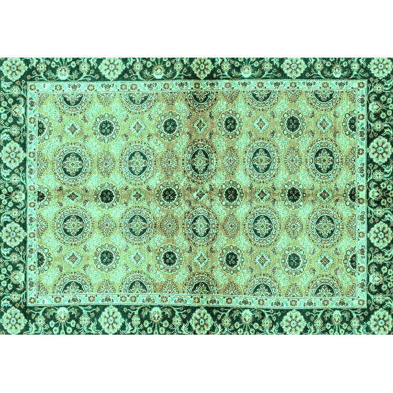 Ahgly Company Indoor Rectangle Abstract Turquoise Blue Modern Area Rugs, 2' x 5'