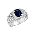 thumbnail image 4 of RYLOS Men's Rings Sterling Silver Designer Nugget Ring Oval 9X7MM Gemstone & Diamonds  Sapphire September Birthstone Rings For Man Size 9, 4 of 7