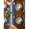 thumbnail image 2 of ERUNPONLY Vintage Striped Table Runner - 72 Inch Long Midnight Blue Modern Simple Lines Cotton and Linen Blended Dress Scarves Farmhouse Table Runner for Kitchen Dining, Coffee Table, 16"x72", 2 of 8