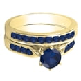 thumbnail image 2 of Dazzlingrock Collection 1.00 Carat (ctw) 14K Round Blue Sapphire Ladies Bridal Engagement Ring Set 1 CT, Yellow Gold, Size 9, 2 of 6