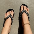 thumbnail image 5 of B91xZ Womens Flat Sandals Glitter Rhinestone Strap Open Toe Flat Sandals Sparkle Slide Slippers,Black 9, 5 of 5