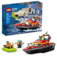 thumbnail image 1 of Bote de bomberos de juguete LEGO City 60373 con jetpack y 3 minifiguras, 1 of 8