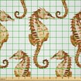 thumbnail image 2 of Ambesonne Ocean Fabric by the Yard Microfiber, Seahorses Marine Lifestyle, 5 Yards, Redwood Peach and White, 2 of 2