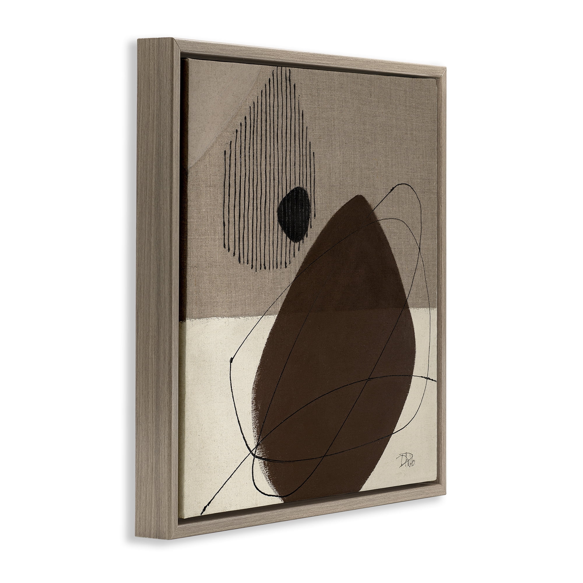 Stupell Industries Hidden Lines Abstraction Abstract Painting Brown Floater Framed Canvas Art Print Wall Art, 18 x 18