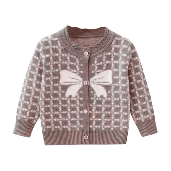 Fesfesfes Sweaters For Girls Childrens Knitted Single Breasted Knitted Sweater Coat Round Neck Knitted Sweater Cardigan Loose Coat