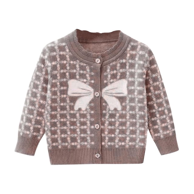 COM1950s Chandail à Col Rond, Manteau Tricoté pour Enfants, Cardigan à Col Rond Tricoté, Manteau Ample