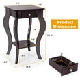 thumbnail image 4 of Costway End Side Table with Drawer Bottom Shelf Accent Nightstand Bedroom Brown, 4 of 10