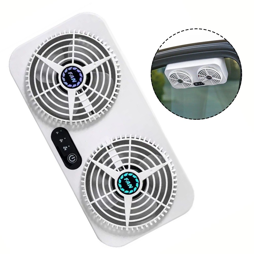 Car Ventilation Cooling Fan for Window Solar Powered Ventilator USB Rechargeable