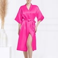 thumbnail image 2 of Lixiuxyad Robe with Hood 3x Women's Satin Kimono Bridal Dressing Gown Bridal Bathrobe Women's Satin Kimono Bridal Sexy Silk V Neck Kimono With Belt, 2 of 6