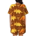 thumbnail image 3 of Kdxio Dinosaurs and Leaves Print Pajamas Sets for Women Short-Sleeved Pjs with Lounge Shorts Two Piece Sleepwear S-4XL, 3 of 8