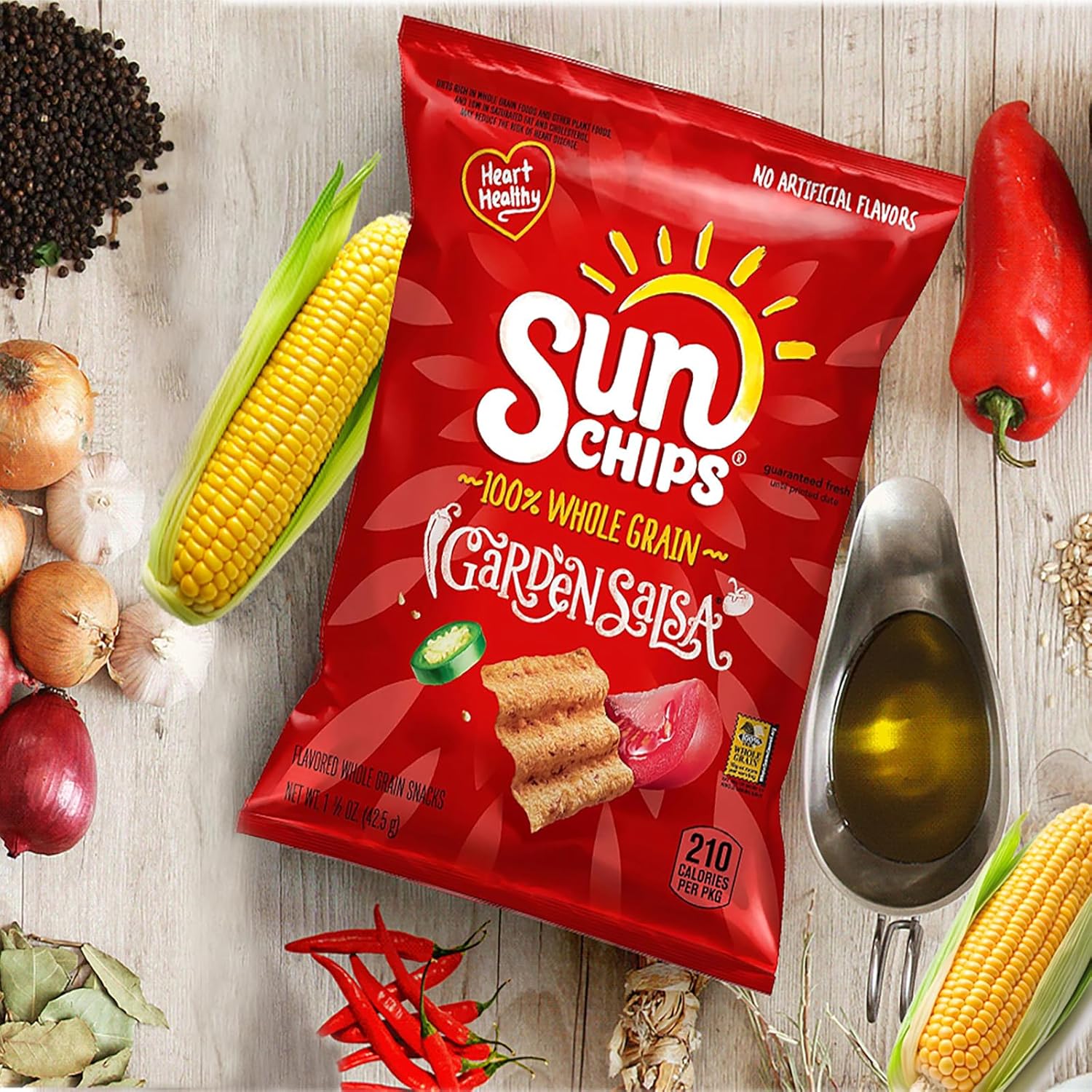 SunChips Salsa de Jardín Botanas de Grano Entero, Bolsas de 1.5 oz, Paquete de 12 3